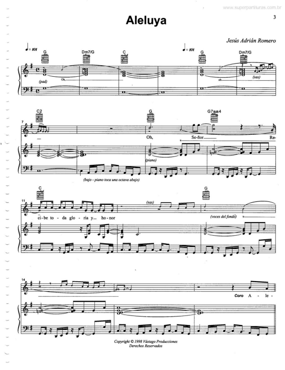 Partitura da música Aleluya v.4