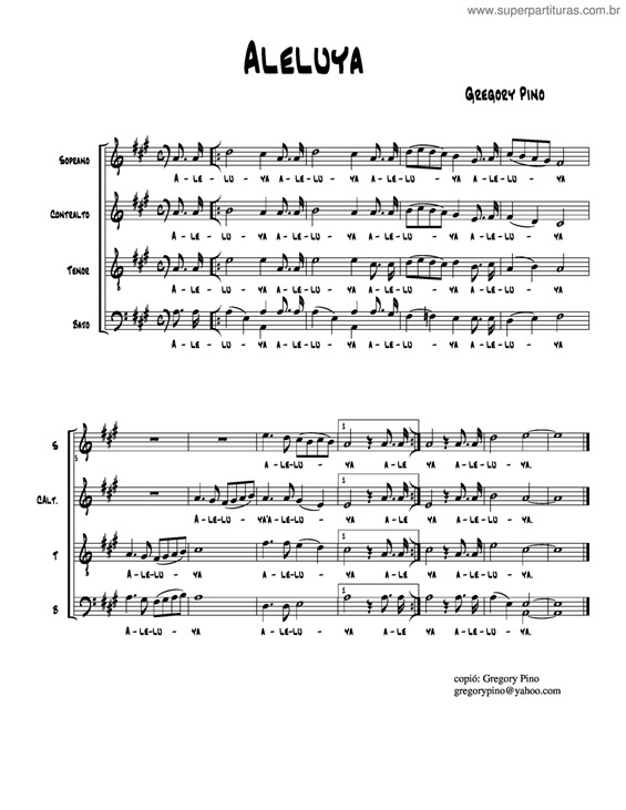 Partitura da música Aleluya v.5