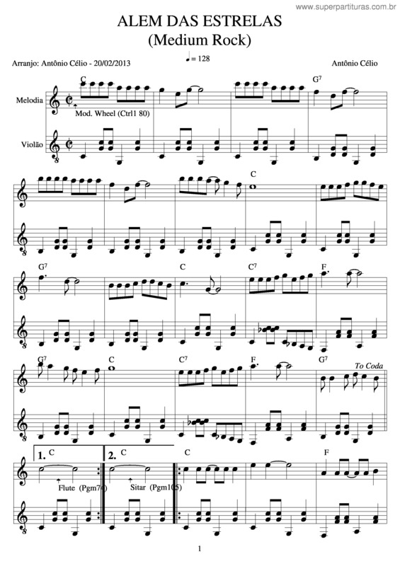 Partitura da música Além Das Estrelas