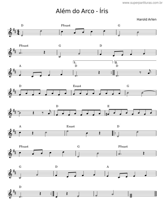 Partitura da música Alem Do Arco–Iris – Harold Arlen v.3