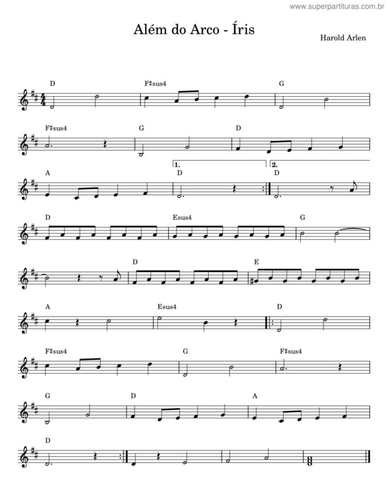 Partitura da música Alem Do Arco–Iris – Harold Arlen v.4