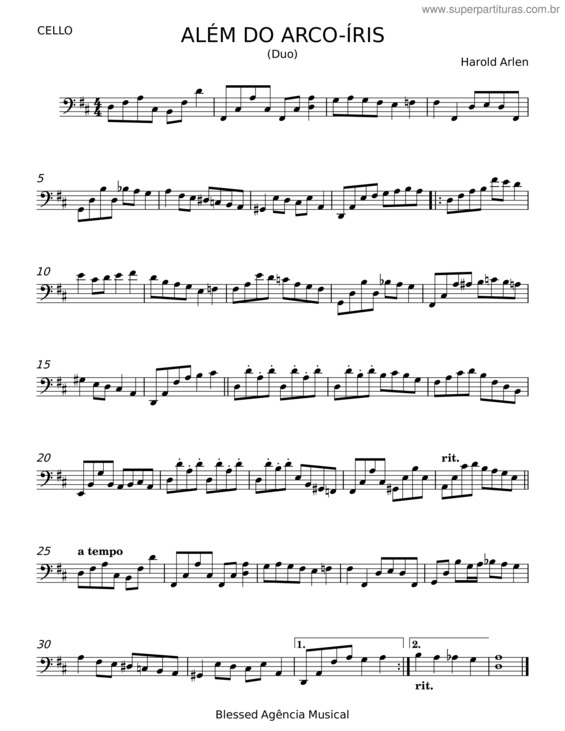 Partitura da música Alem Do Arco–Iris – Harold Arlen