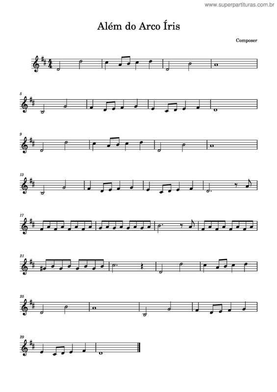 Partitura da música Além Do Arco–Íris – Luiza Possi Além Do Arco Íris v.2