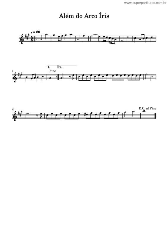 Partitura da música Além Do Arco–Íris – Luiza Possi v.2