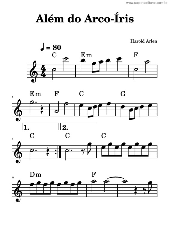 Partitura da música Além Do Arco–Íris – Luiza Possi