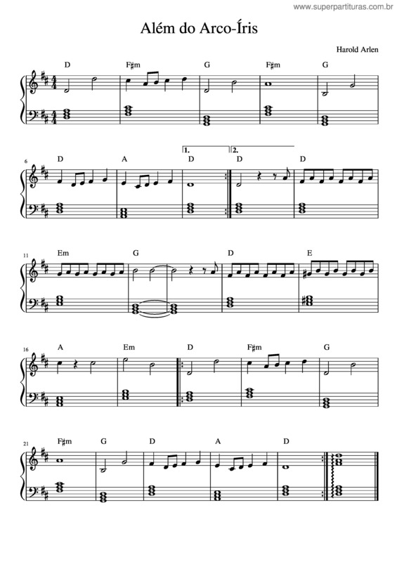 Partitura da música Além Do Arco–Íris v.12