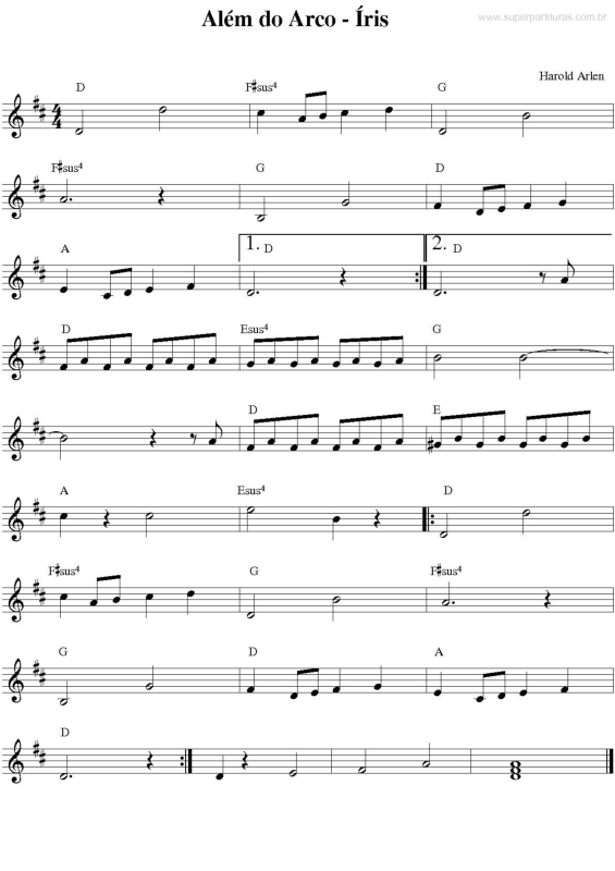 Partitura da música Além Do Arco-Íris v.2