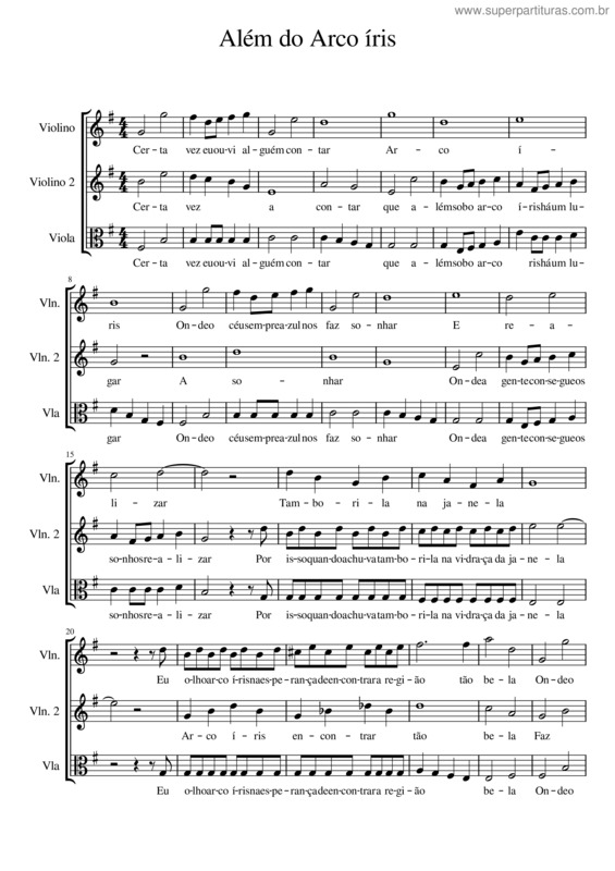 Partitura da música Alem Do Arco Íris v.21