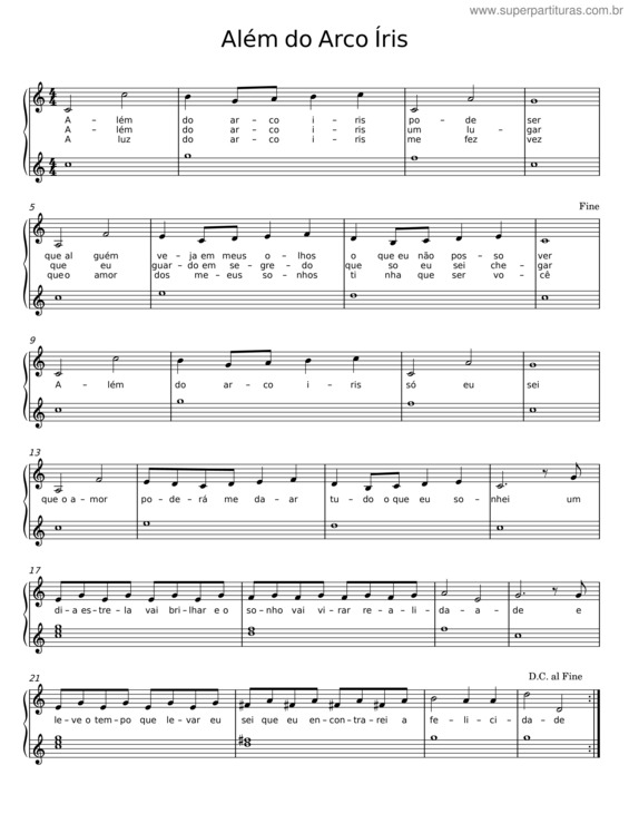 Partitura da música Além Do Arco Íris v.22