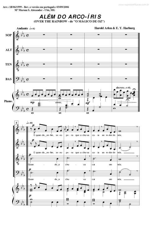 Partitura da música Além do Arco-Íris v.4