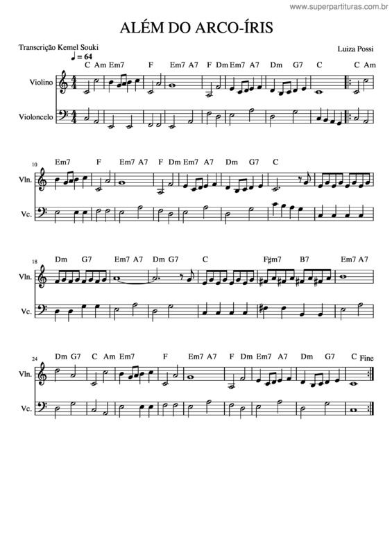 Partitura da música Além Do Arco Íris v.9