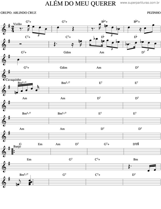 Partitura da música Além Do Meu Querer