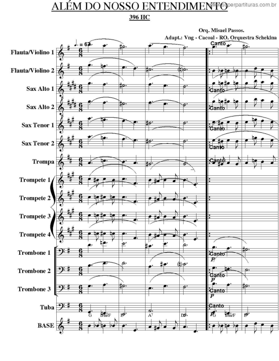 Partitura da música Além Do Nosso Entendimento - 396 HC