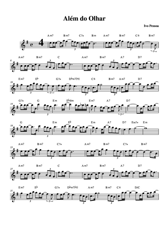 Partitura da música Além do Olhar v.2
