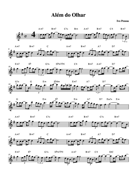 Partitura da música Além do Olhar v.2