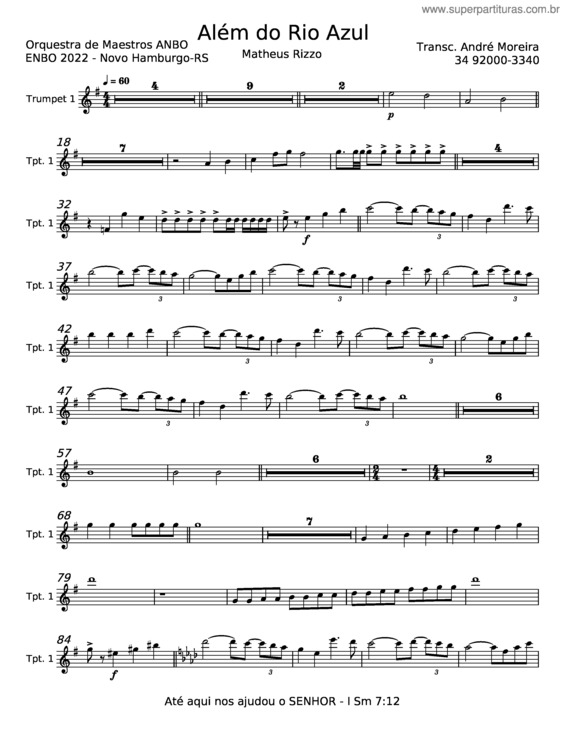 Partitura da música Além Do Rio Azul – Matheus Rizzo v.2