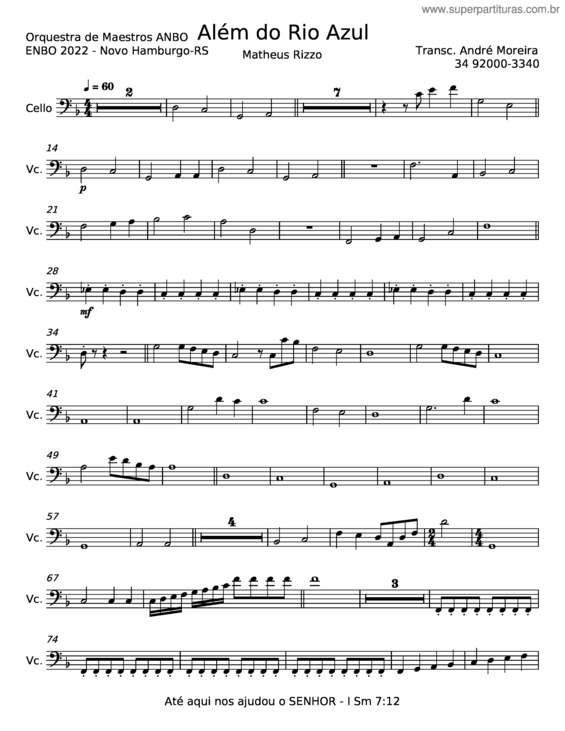 Partitura da música Além Do Rio Azul – Matheus Rizzo v.3