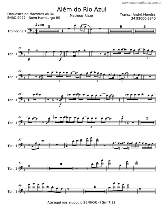 Partitura da música Além Do Rio Azul – Matheus Rizzo v.6