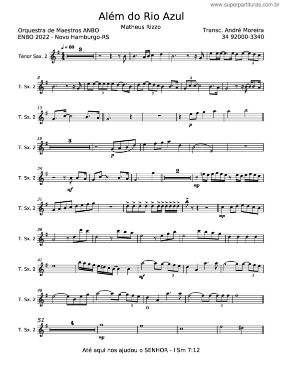 Partitura da música Além Do Rio Azul – Matheus Rizzo v.7