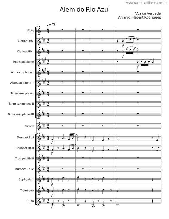 Partitura da música Além Do Rio Azul – Voz Da Verdade v.4