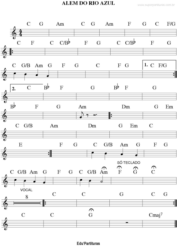 Partitura da música Além Do Rio Azul v.2