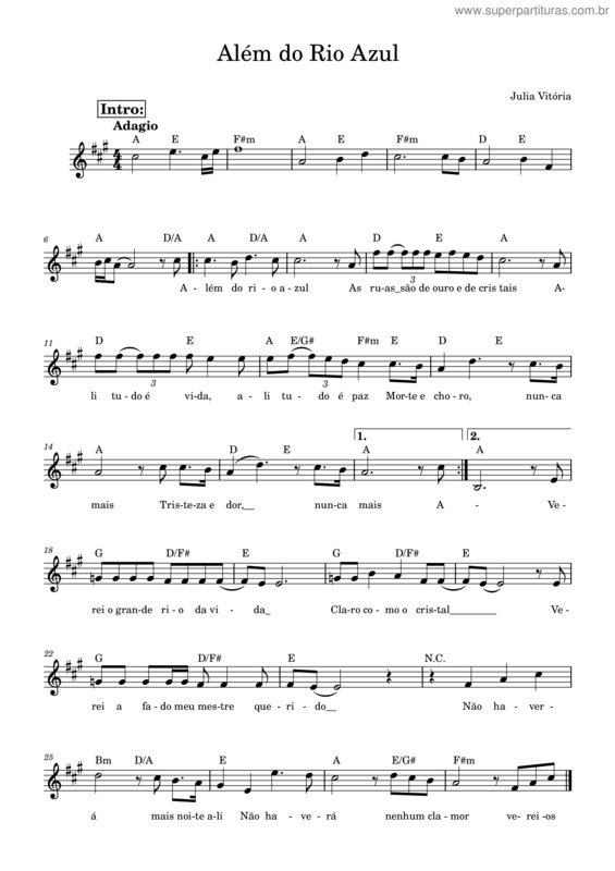 Partitura da música Além Do Rio Azul v.28