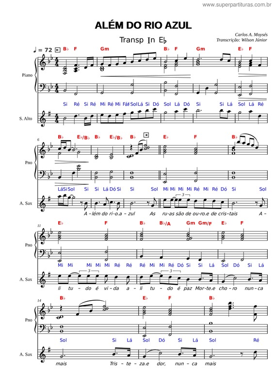 Partitura da música Alem Do Rio Azul v.29