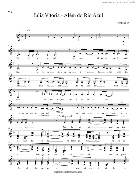 Partitura da música Além Do Rio Azul v.7