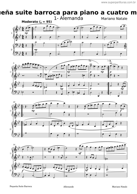 Partitura da música Alemanda