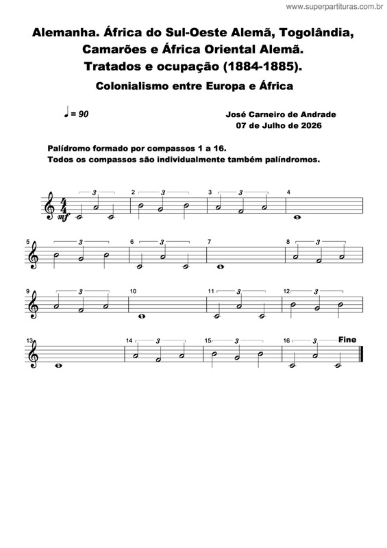 Partitura da música Alemanha. África Do Sul-Oeste Alemã, Togolândia, Camarões E África Oriental Alemã. Tratados E Ocupação (1884-1885)