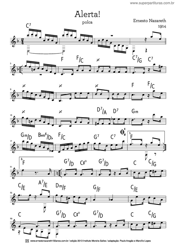 Partitura da música Alerta