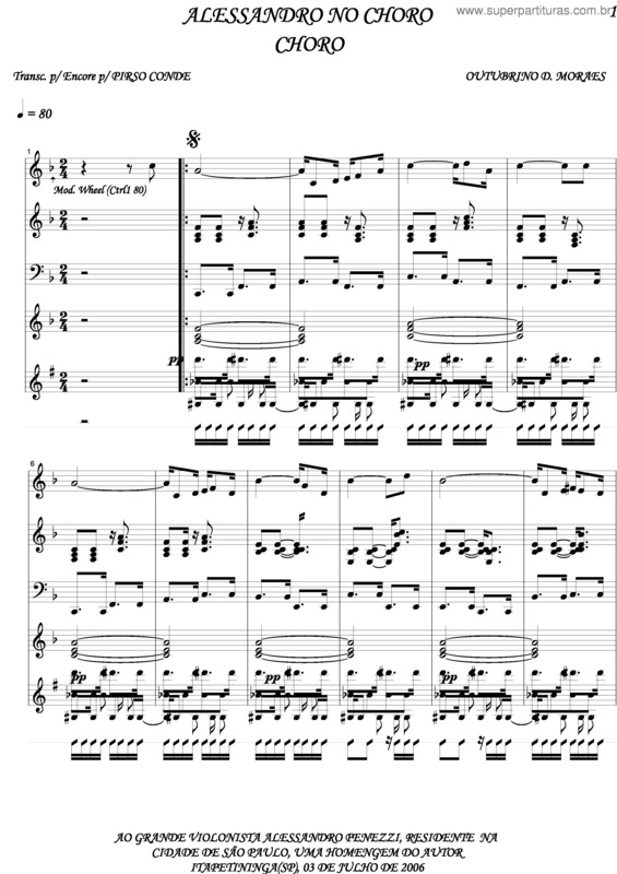 Partitura da música Alessandro No Choro v.2
