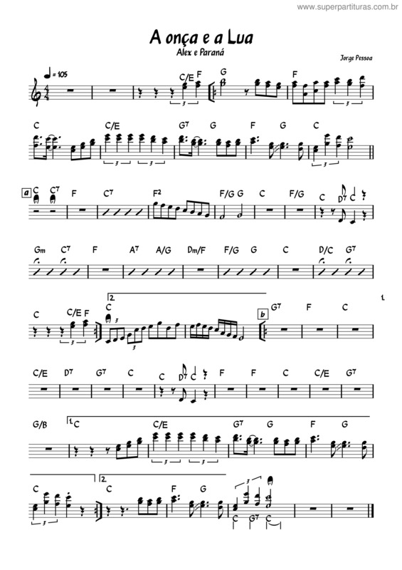 Partitura da música Alex E Paraná