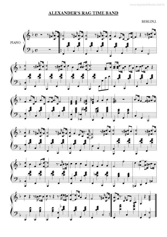 Partitura da música Alexander`s Rag Time Band