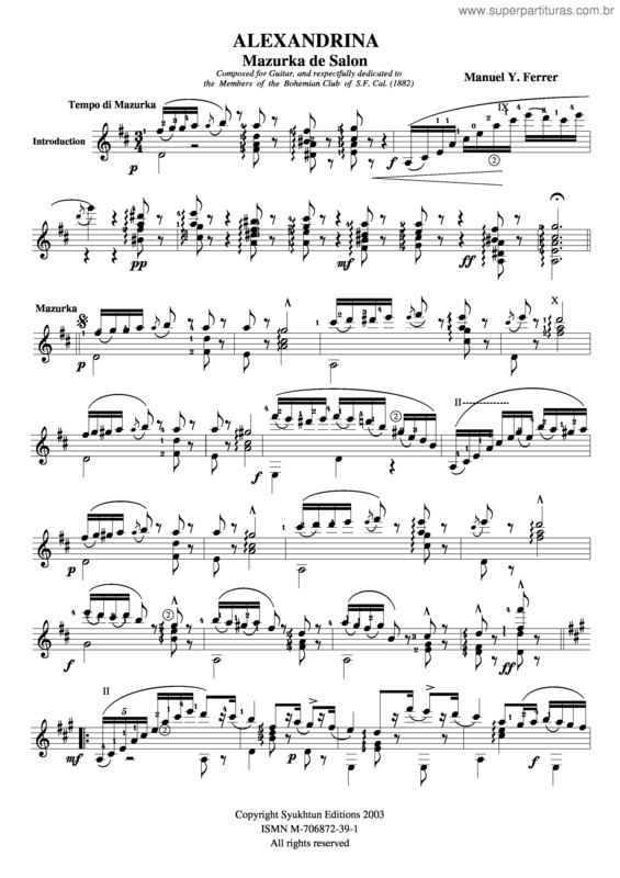 Partitura da música Alexandrina 