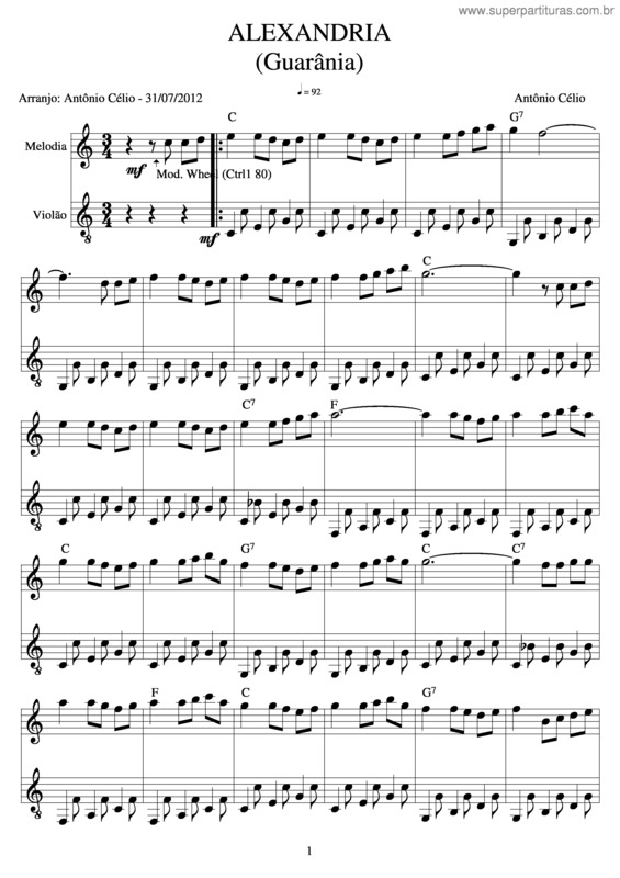 Partitura da música Alexandrina v.2