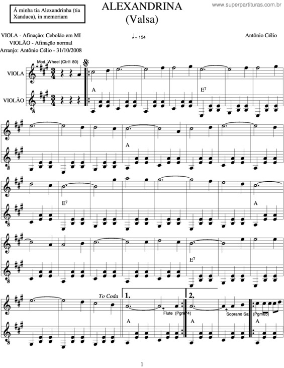 Partitura da música Alexandrina v.4