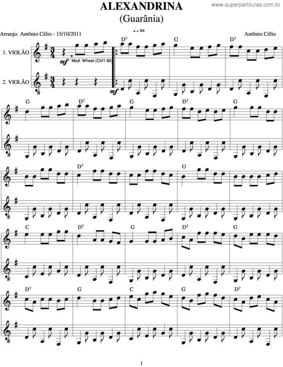 Partitura da música Alexandrina v.5