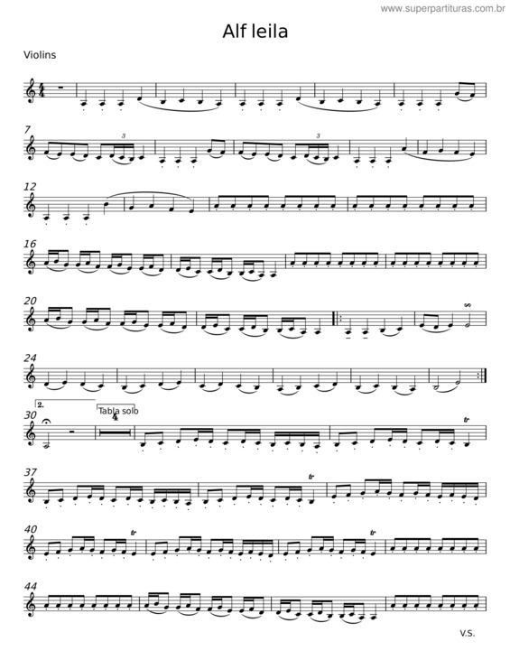 Partitura da música Alf Leila