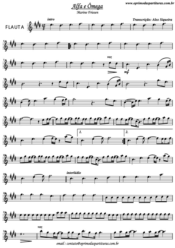 Partitura da música Alfa E Ômega