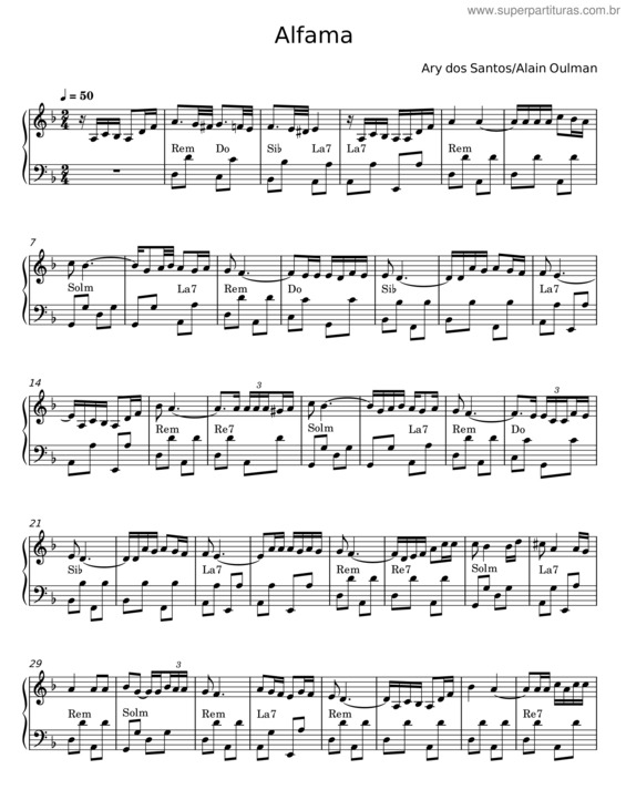Partitura da música Alfama – Ary Dos Santos
