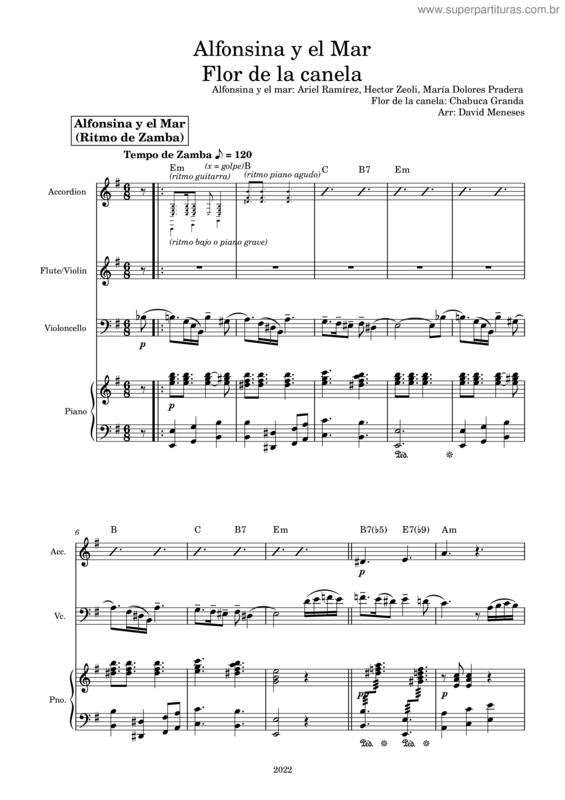 Partitura da música Alfonsina Y El Mar – Ariel Ramirez