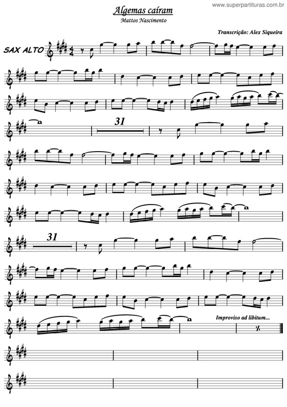 Partitura da música Algemas Caíram