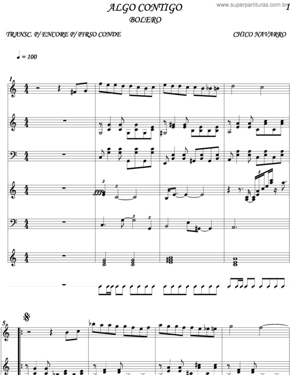 Partitura da música Algo Contigo v.2