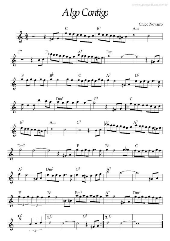 Partitura da música Algo Contigo