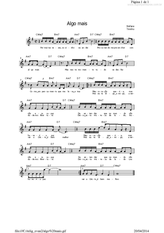 Partitura da música Algo Mais