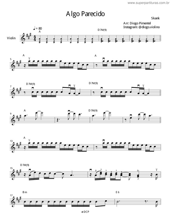 Partitura da música Algo Parecido