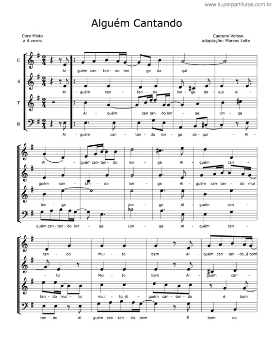 Partitura da música Alguém Cantando v.2