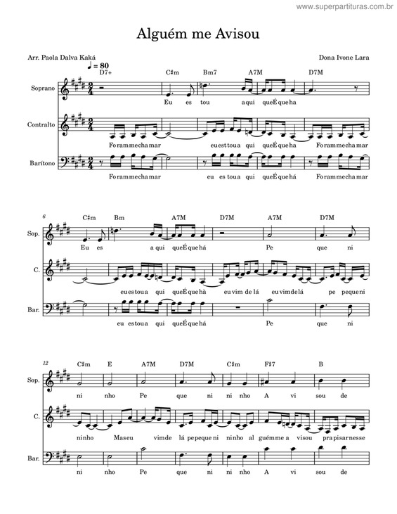 Partitura da música Alguém Me Avisou v.2