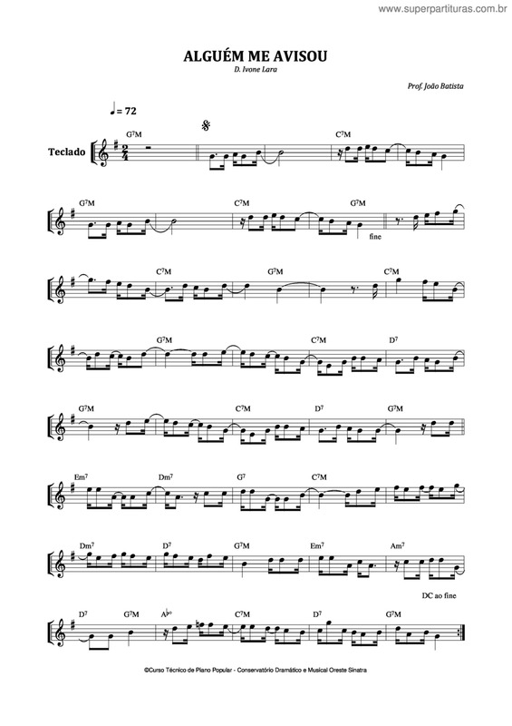 Partitura da música Alguém Me Avisou